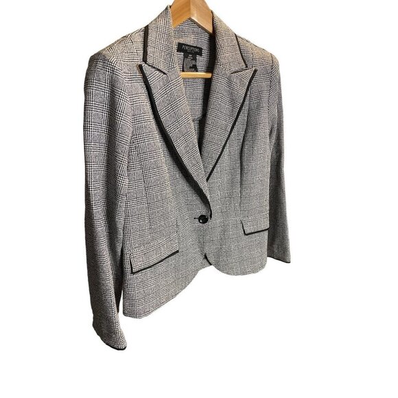 Perceptions Black White Checked Two Button Blazer Jacket Sz 10P - Picture 3 of 8